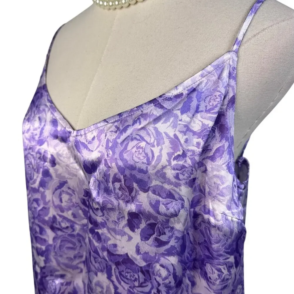 GANNI Heavy Satin Top + Pierced Detail Skirt Set violet tulip size 42 US 10/12